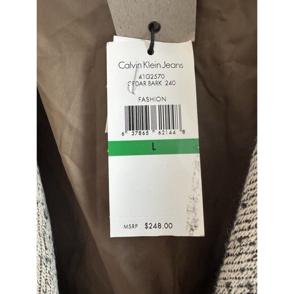 CALVIN KLEIN JEANS Men's Crombie Oversized Coat Size large cedar bark NWT 248$ - Picture 15 of 16